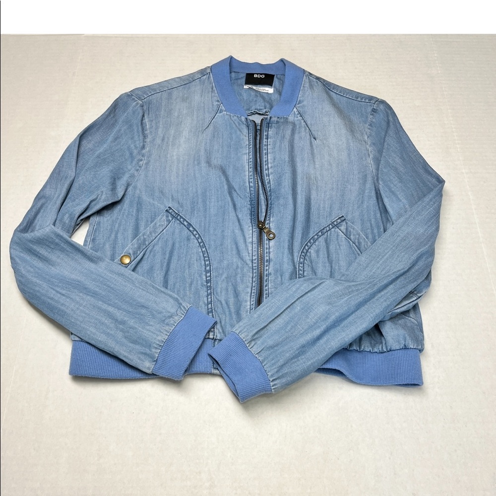 BDG Chambray Bomber Jacket Denim Size Medium